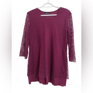 17. INITIATIVES Mini-dress/Tunic - Burgundy, size Large